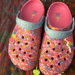 Nwt crocs Lisa Frank unicorn print size 10